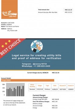 Hong Kong Energy Ltd Fake Utility bill